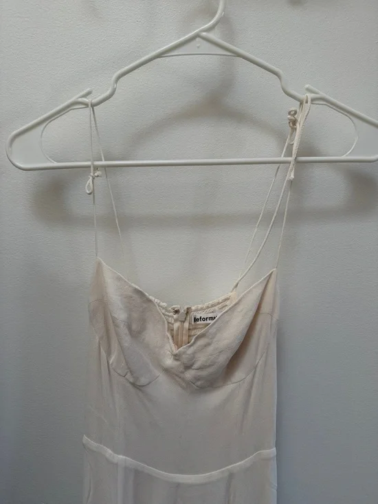 Reformation White Midi Slip Dress with Thigh Slit - Picture 10 of 11